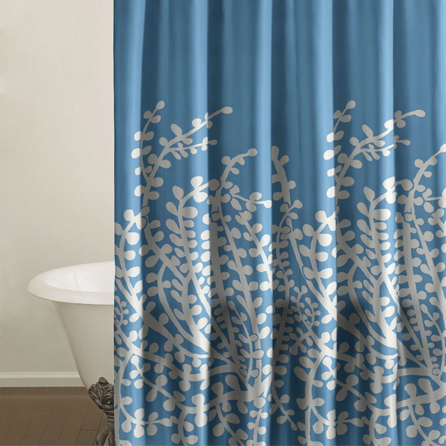 City Scene Branches French Blue Shower Curtain from Beddingstyle.com