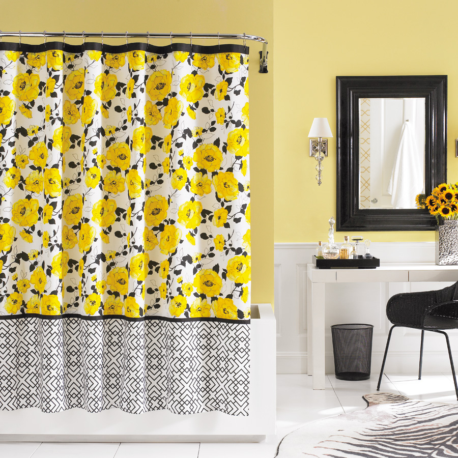 Orange And Blue Shower Curtain Yellow Floral Shower Curtain
