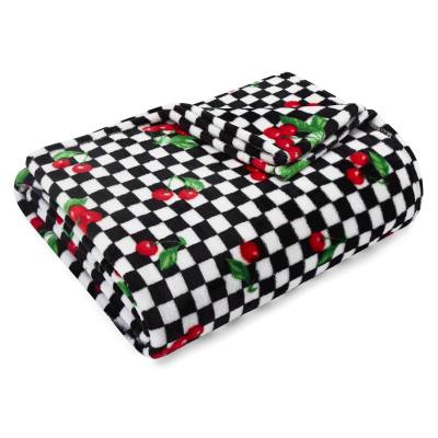 Betsey Johnson Cherry Checker Ultra Soft Plush Fleece Throw Blanket