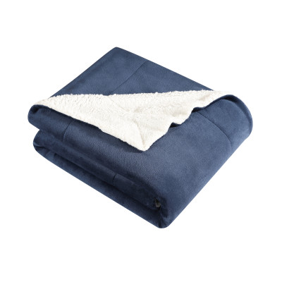 Eddie Bauer Eb Signature Solid Ultra Soft Blue Plush Fleece Blanket