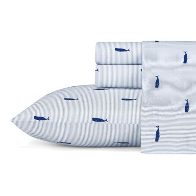 Nautica Whale Stripe Cotton-Percale Sheet Set