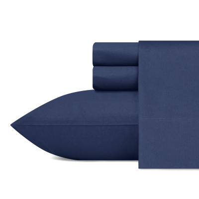 Nautica Nautica T200 Solid Blue Cotton-Percale Sheet Set