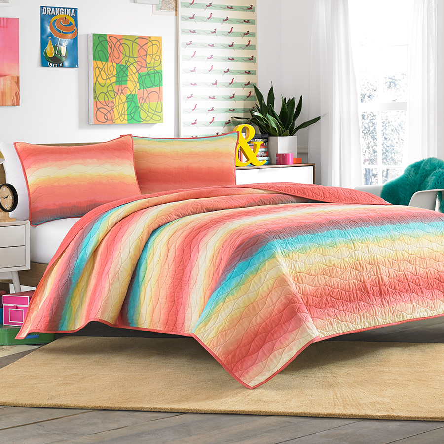 Twin Quilt Set Teen Vogue Electric Beach Coral
