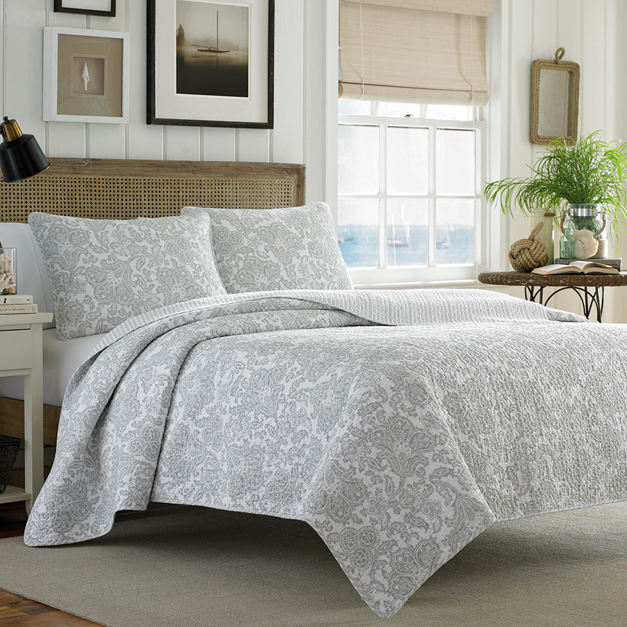 Twin Quilt Set Tommy Bahama Island Memory Pelican Grey