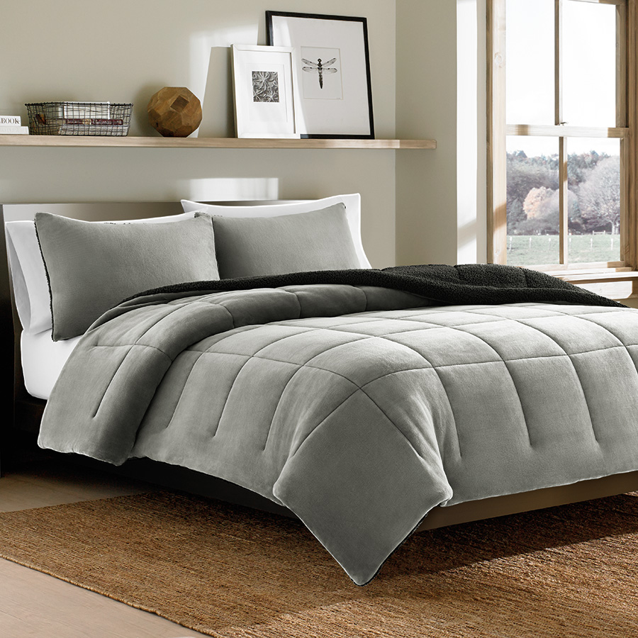 Twin Comforter Set Eddie Bauer Premium Fleece Chrome