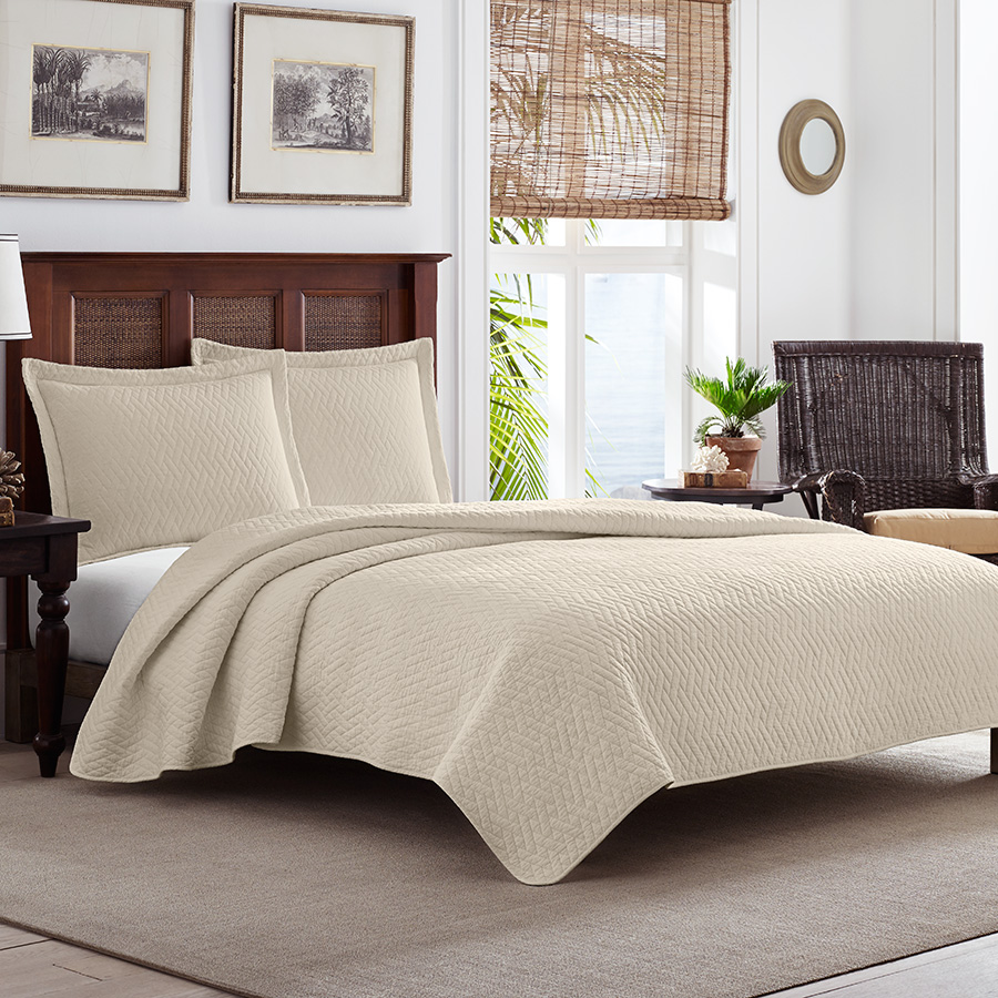 Full Queen Quilt Set Tommy Bahama Solid Dune