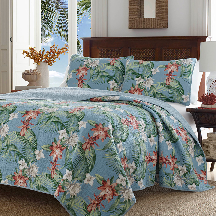 Twin Quilt Set Tommy Bahama Southern Breeze Water Blue
