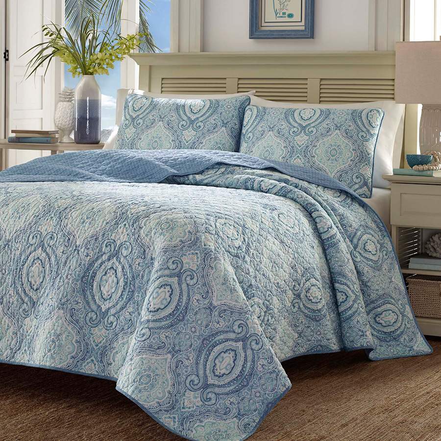 King Quilt Set Tommy Bahama Turtle Cove Caribbean Blue