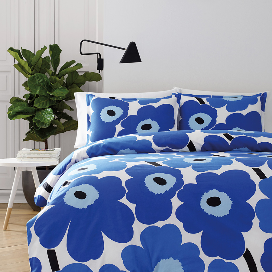 Full Queen Comforter Set Marimekko True Blue
